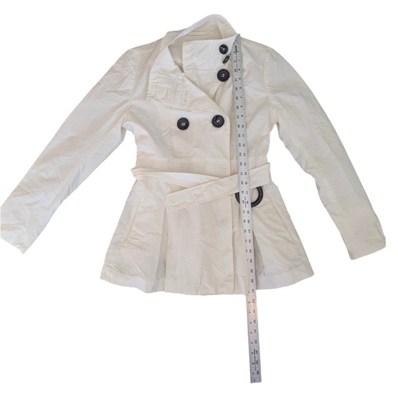 Esprit Womens Off White Double Breasted Belted Trench Coat Jacket Size Small - Picture 14 of 14